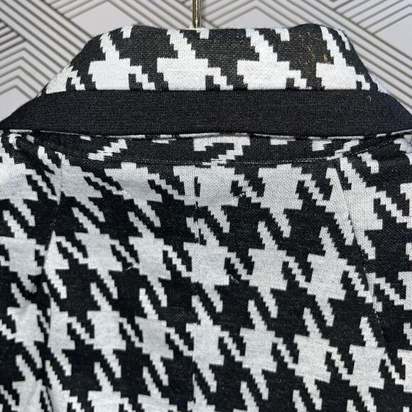 Catherine Malandrino Black White Houndstooth Knit Blazer Jacket Wmns Sz Med NEW - Picture 10 of 16